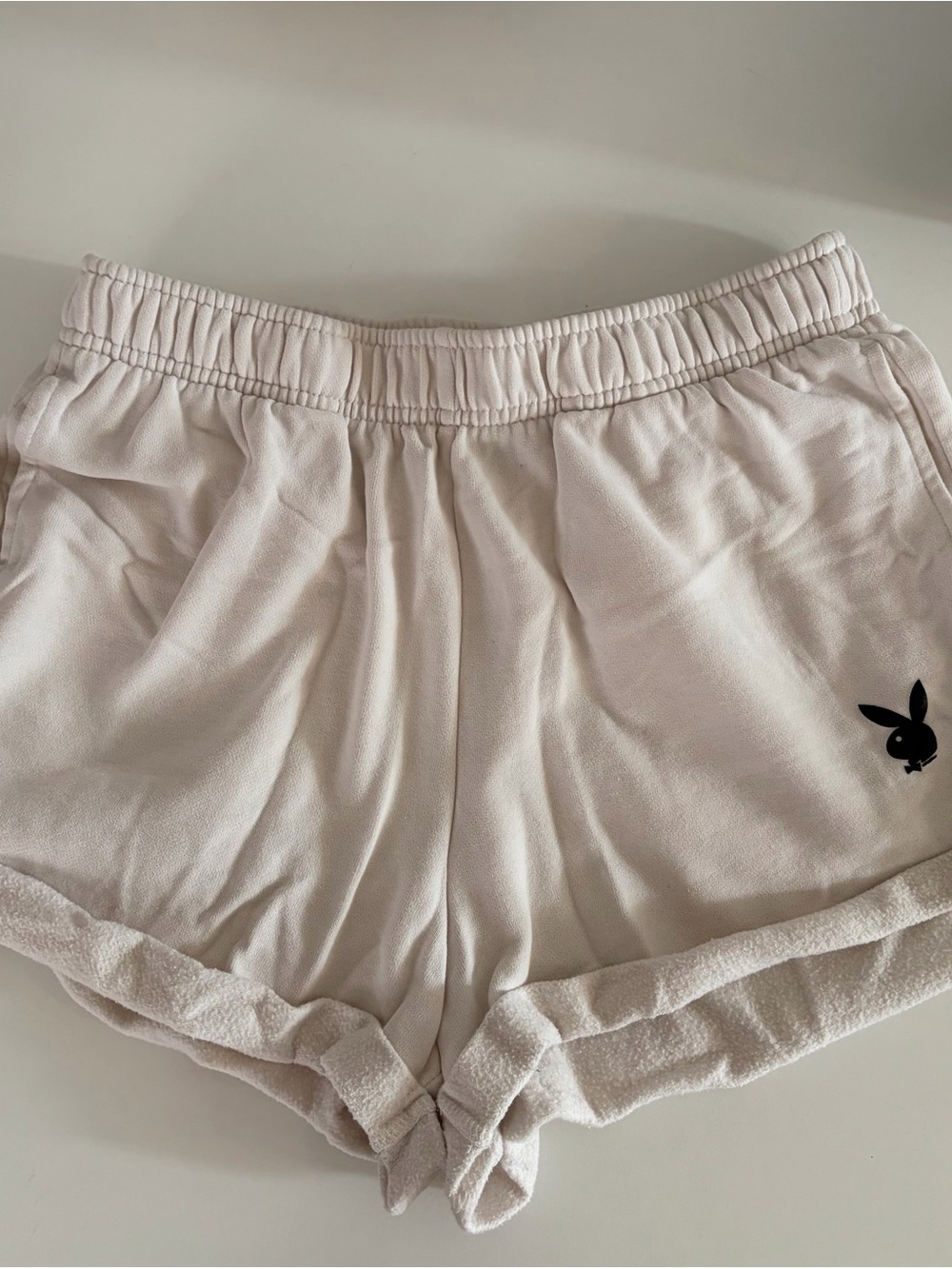 Beige Women's Lounge Shorts with Bunny Logo